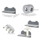 PawHut 4-Piece Cat Wall Shelves with Condo - Grey-Scratching posts save your furniture 