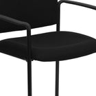 Flash Furniture Comfort Black Fabric Stackable Steel Side Reception Chair with Arms-Curved Arms