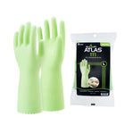 SHOWA - Gant de vaisselle à poignée en PVC gaufré - Doublure ultra-douce en rayonne/coton floqué - Vert - Taille L - Lot de 2-Préhension Texturée