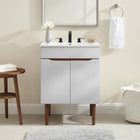 Modway Harvest 24" Bathroom Vanity Cabinet - Grey/Walnut-Mid-Century Modern Style