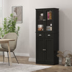 HOMCOM - Armoire de cuisine 61 po avec étagères et portes à fermeture en douceur - noir-Les étagères à 4 niveaux vous offrent beaucoup d’espace pour ranger la vaisselle, les casseroles, les poêles, les produits secs ou les appareils électroménagers 