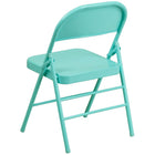 Flash Furniture HERCULES ColourBURST Series Tantalizing Teal Triple Braced & Double-Hinged Metal Folding Chair-18 Gauge Steel Frame
