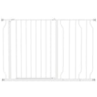 PawHut 30"- 45" Extra Wide Dog Gate with Double Locking System - White-Bottom lock block for added stability
