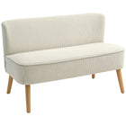 HOMCOM - Canapé 46 po loveseat avec pieds en bois - blanc crème-Le tissu en velours côtelé doux résiste aux plis et à la déformation 