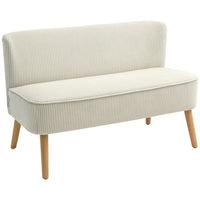 HOMCOM - Canapé 46 po loveseat avec pieds en bois - blanc crème-Le tissu en velours côtelé doux résiste aux plis et à la déformation 