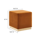 Modway Tilden 17" Square Performance Velvet Upholstered Ottoman - Rust/Natural-Stain-Resistant Fabric