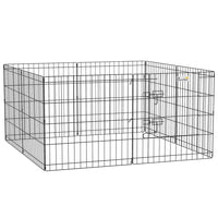 PawHut Foldable Metal Exercise Cage-Black coated playpen provides long lasting protection against outdoor elements