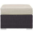 Modway Convene Outdoor Patio Fabric Square Ottoman - Espresso/Beige-Water & UV Resistant