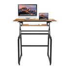 Rocelco 46" Deluxe Adjustable Height Desk Riser and Floor Stand Bundle - Teak/Black-8
