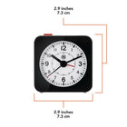 Marathon Watch Mini Non-Ticking Analog Alarm Clock with Auto Back Light and Snooze Function - Black/White-Alarm with snooze: Easy to set alarm function with conveniently placed ON/OFF and SNOOZE buttons.