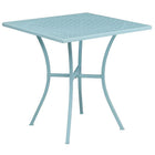 Table de jardin carrée de 28 po en acier bleu ciel et 4 chaises au dossier carré, intérieur/extérieur [CO-28SQ-02CHR4-SKY-GG]-Pour l’intérieur ou l’extérieur