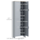HOMCOM 67" H 4-Door Kitchen Pantry Cabinet with Adjustable Shelves - Grey-4 doors to keep items safe and dust-free, with metal handles for easy opening and closing 