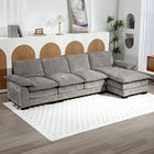 HOMCOM Chenille L-shaped Sofa Couch with Chaise Lounge - Grey-Chenille upholstery and plush cushions ensure superior comfort