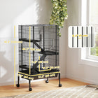PawHut 47" H Large 4-Tier Guinea Pig Cage with Wheels - Black-Comes with a food dish and water bottle for added convenience 