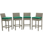 Modway - Conduit Terrasse extérieure Rotin en osier Tabouret de bar - Gris vert clair - Ensemble de 4-Tabouret de bar extérieur moderne