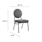 Modway - Craft Tissu rembourré Fauteuils d’accompagnement à manger - Charbon noir-Rembourrage en tissu polyester