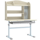 Qaba - Bureau pour enfants, table d’étude réglable en hauteur avec plateau incliné, rangement - naturel-Hauteur réglable de 19,9 po à 28,5 po H (50,5-72,5 cm) pour une posture et un confort optimaux  
