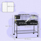 PawHut 39" L Small Rolling Deluxe Pet Cage - Black-The front panel and part of the top panel are openable for easy access 