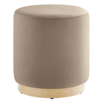 Modway Tilden 16" Round Performance Velvet Upholstered Ottoman - Taupe/Natural-Performance Velvet Upholstery