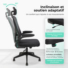 MotionGrey - Chaise de bureau ergonomique MC2 - Assise en mousse haute densité avec accoudoirs relevables - Noir-7