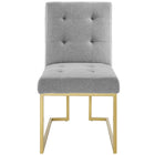 Modway Privy Gold Stainless Steel Upholstered Fabric Dining Accent Chair - Gold/Light Grey-Comes Fully Assembled