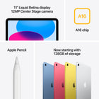 Apple 11" iPad - Liquid Retina Display - Wi-Fi - A16 Chip - 256 GB - Pink-Unlock and pay with Touch ID: Touch ID is built into the top button, so you can use your fingerprint to unlock your iPad, sign in to apps and make payments securely with Apple Pay