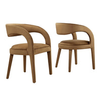 Modway Pinnacle Performance Velvet Dining Chair - Brown - 2 Pack-Modern Dining Chair Set