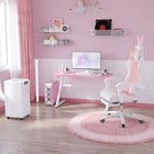 HOMCOM Reclining Gamer Chair with Footrest - Pink-PU leather upholstery, swivel seat, and smooth PU castors for effortless movement on any floor