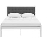 Modway Millie Fabric King Bed - White Grey-Tufted Button Polyester Headboard