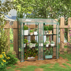 Outsunny Lean-to Mini Greenhouse with 3 Tier Shelves - Clear- Plastic cover prevents UV scorching and prolongs service life
 