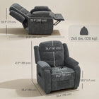 HOMCOM Power Massage Recliner with Quiet Motor - Dark Grey-Two side storage pockets keep remotes and magazines closed by