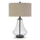 Hudson&Canal - Lampe de table Lagos de 58 cm de haut avec abat-jour en tissu - Verre grainé/Bronze noirci/Lin-Design côtier pour votre salon, votre espace de travail ou votre table de chevet