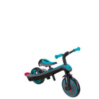 Globber Trike Explorer - Teal-Adjustable saddle with 2 height settings (31cm, 34cm from the ground) made from soft, anti-slip TPR, and ergonomic curved handlebars with durable TPR grips for a smooth ride