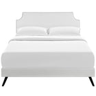 Modway Laura Vinyl Queen Platform Bed with Round Splayed Legs - White-Dense Foam Padding