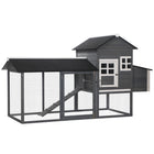 PawHut 84" Wooden Chicken Coop with Nesting Box - Black-Solid treated fir wood construction for 