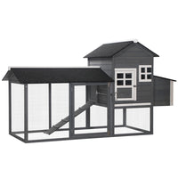 PawHut - Poulailler 84 po en bois, maison pour poules, clapier à lapins, cage pour volailles-Construction solide en bois de sapin traité 