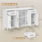 HOMCOM - Buffet 55,1 po L avec portes à fermeture en douceur - blanc-Charnières à fermeture douce assurant une ouverture et une fermeture des portes en douceur et en silence 