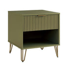 Manhattan Comfort DUMBO Modern 1-Drawer Nightstand and 3-Drawer Dresser Set - Olive Green-30 Day Limited Manufacturer's Warranty