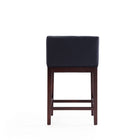 Manhattan Comfort Kingsley 21" Mid-Century Modern Faux Leather Upholstered Counter Stool - Black and Dark Walnut - 2 Pack-Seat Height: "