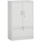 HOMCOM - Armoire de rangement en métal avec serrures - blanc-Personnalisez votre rangement avec une étagère réglable sur 25 niveaux pour différentes hauteurs d’objets 