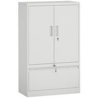 HOMCOM - Armoire de rangement en métal avec serrures - blanc-Personnalisez votre rangement avec une étagère réglable sur 25 niveaux pour différentes hauteurs d’objets 