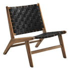 Modway - Saoirse Cuir Fauteuil lounge d’accent en bois - Noir noyer-Cuir tissé