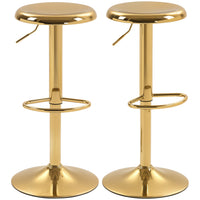 HOMCOM - Tabourets de bar réglables en acier - or - paquet de 2-Ensemble de 2 tabourets de bar avec une finition dorée remarquable pour un look de décoration raffiné 
