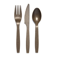 Eco Dinnerware - Ensemble de couverts en vrac - Paquet de 300-Brun, paillettes de grains de café