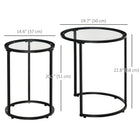 HOMCOM - Tables basses gigognes avec base en métal - noir - ensemble de 2-Empilable lorsqu'il n'est pas utilisé pour économiser de l'espace 