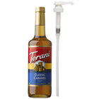 Torani Classic Caramel Syrup with Pump - 750 mL-More than just coffee: great for lattes, frappes, teas, coffees, hot cocoas, milkshakes, desserts and other frozen blended drinks