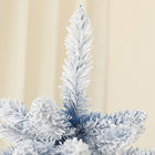 HOMCOM 7' Snow-Flocked Artificial Christmas Tree with Hinged Tips - White-Colour: Blue 