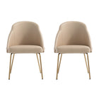 Manhattan Comfort - Lot de 2 chaises de salle à manger modernes Gracie 61,5 cm en similicuir, coloris beige et or-Chaise de salle à manger moderne pour salle à manger et usage de travail lot de 2