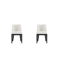 Manhattan Comfort Gansevoort 19" Modern Faux Leather Upholstered Dining Chair - Cream - Set of 2-Modern Dining Chair for Dining Room and Task Use. Set of 2