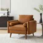 Modway Revive Upholstered Vegan Leather Accent Armchair - Tan-Two Bolster Pillows